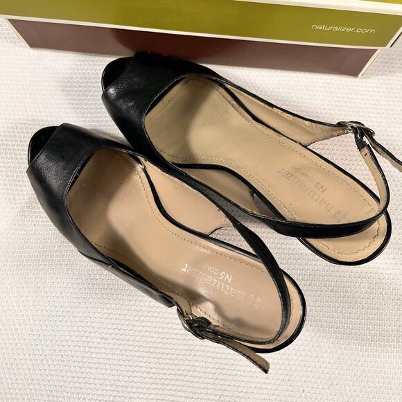 naturalizer womens 8M comfort "ivy" leather adjustable slingback 3" heel pumps. - Picture 5 of 10